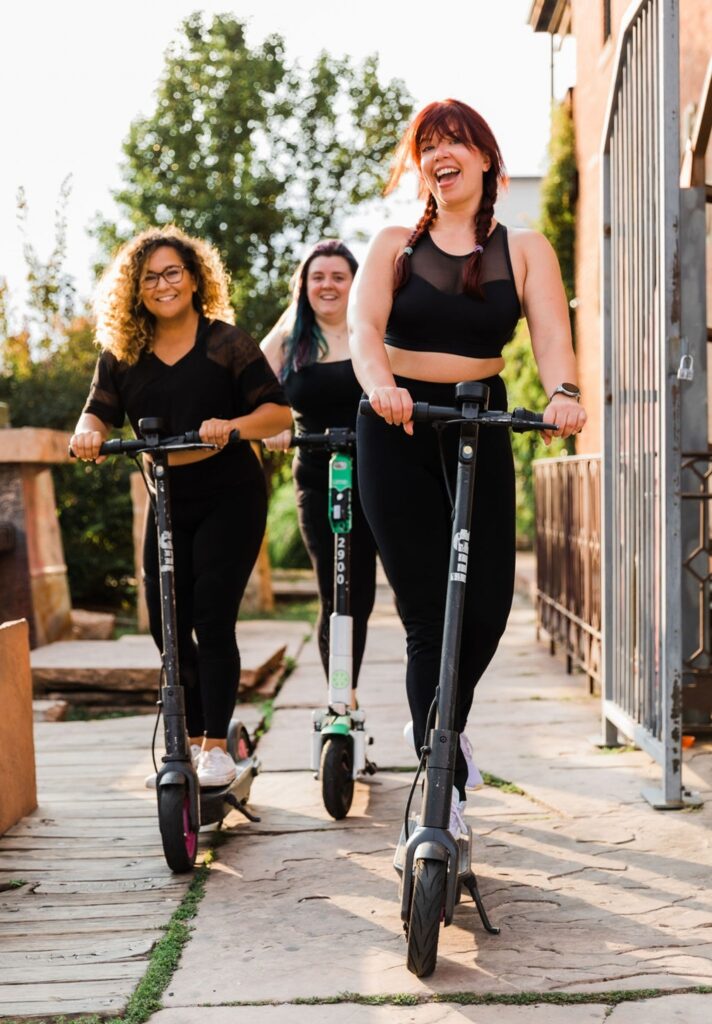 Leading the pack on a scooter, Vibe photoshoot, 2021