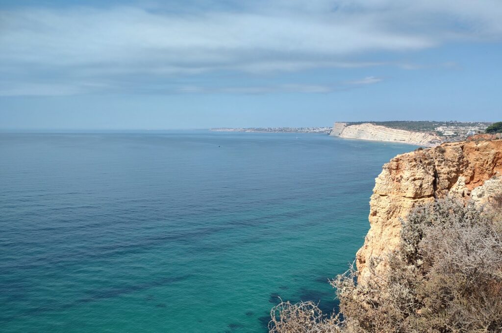 Turquoise sea from the cliff top, Portugal, 2024